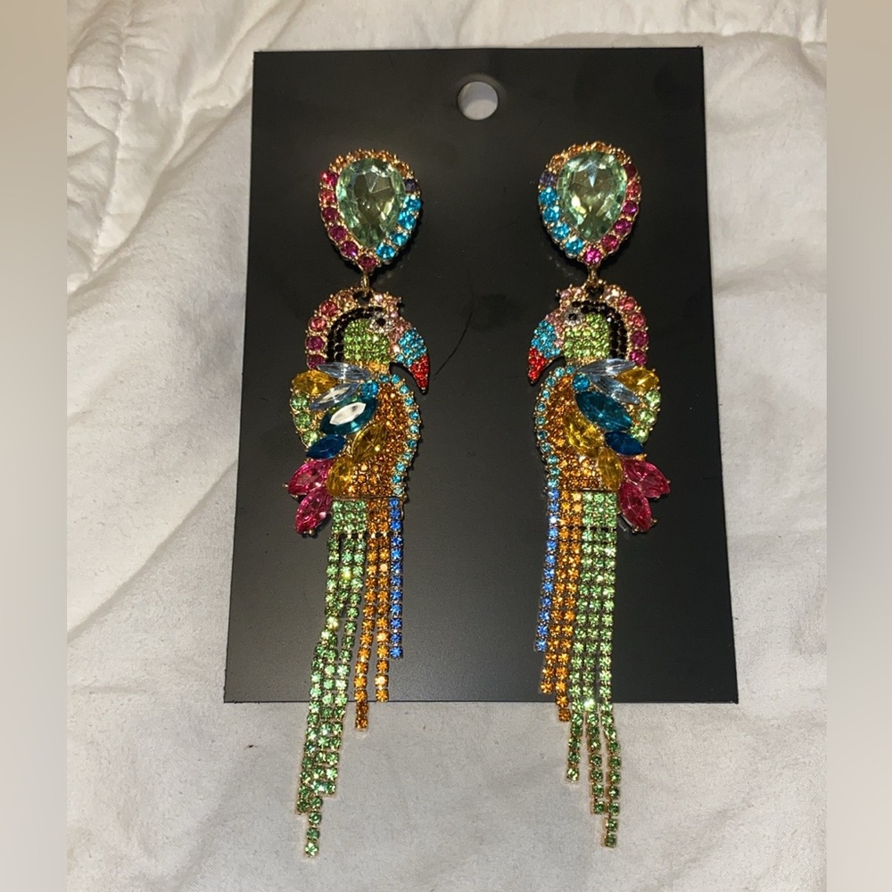 Colorful parrot earrings